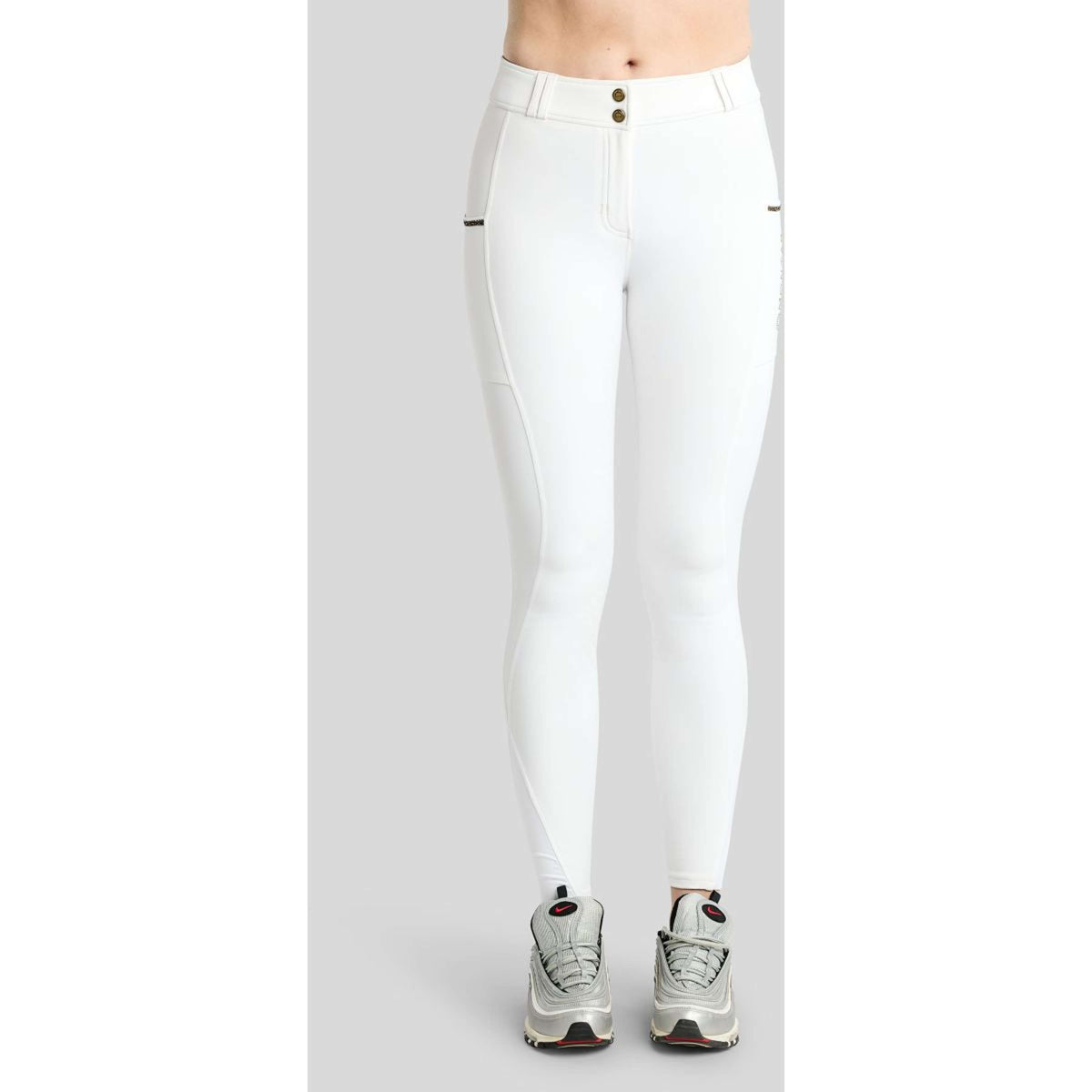 Montar Pantalon d'Équitation MoVeronica Golden Quartz Full Grip Blanc