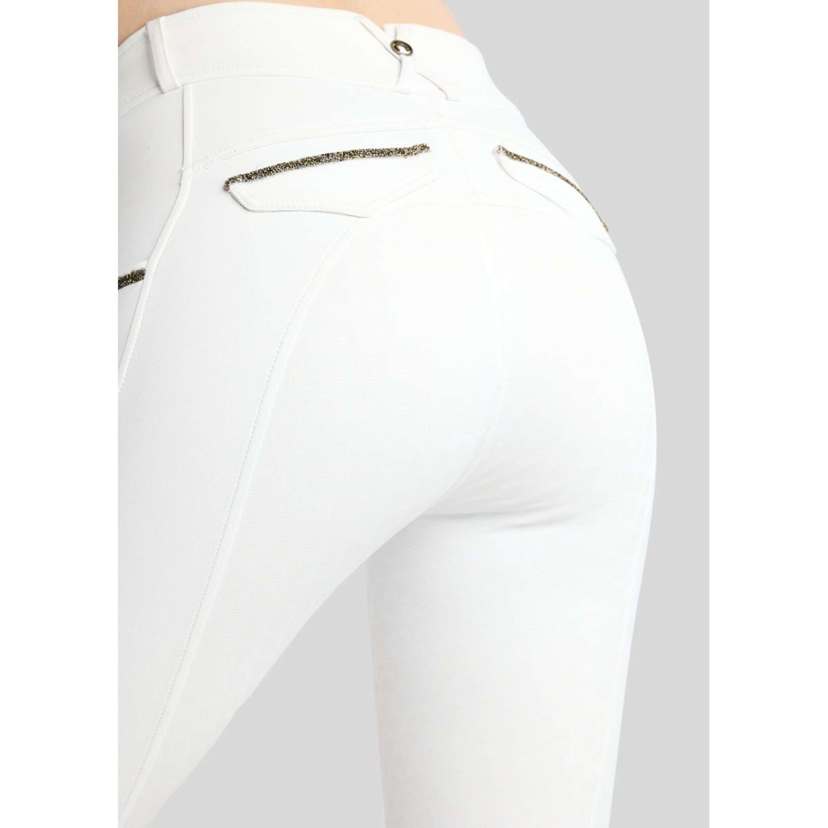 Montar Pantalon d'Équitation MoVeronica Golden Quartz Full Grip Blanc