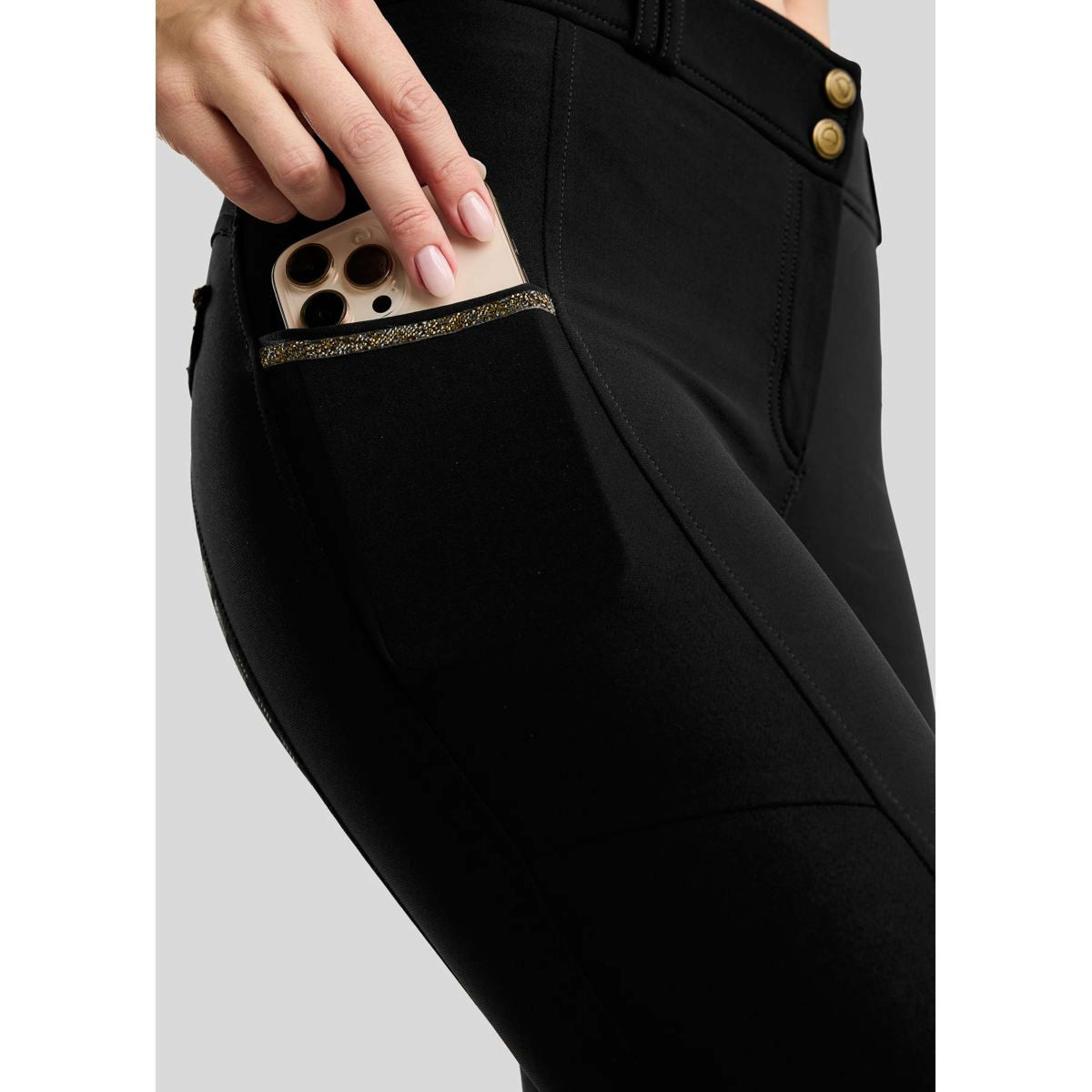 Montar Pantalon d'Équitation MoVeronica Golden Quartz Full Grip Noir