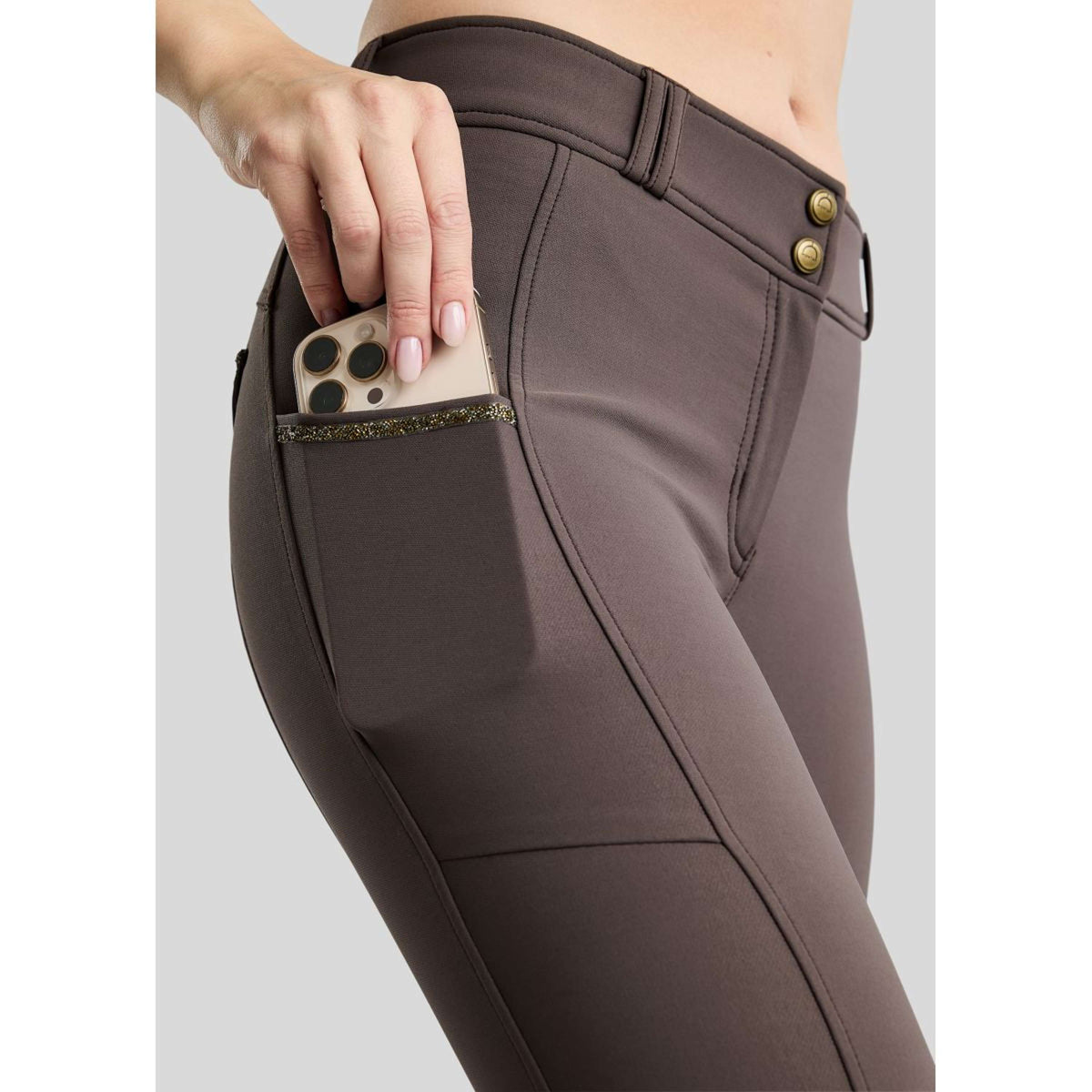 Montar Pantalon d'Équitation MoVeronica Golden Quartz Full Grip Black Peony