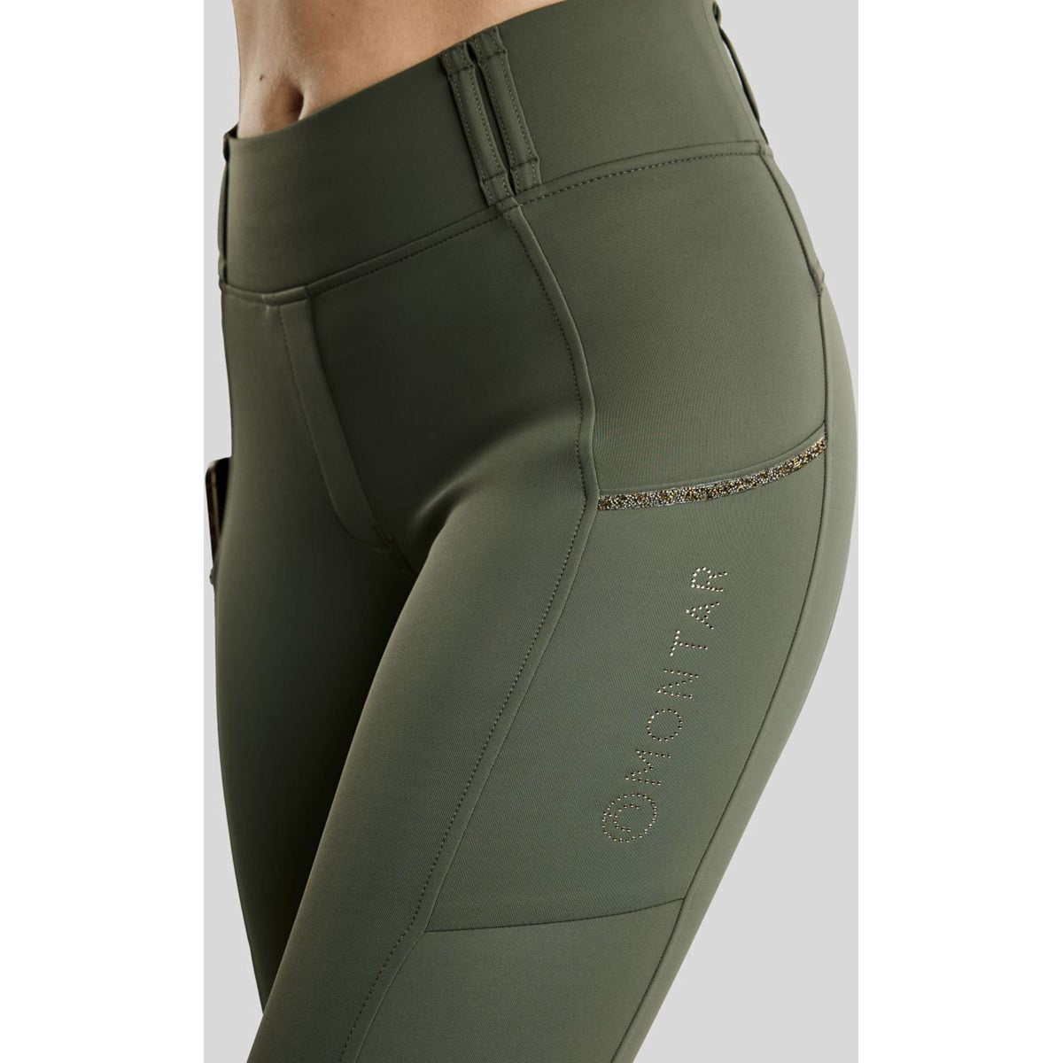 Montar Leggings d'équitation Thermo MoVeronica Golden Quartz Full Grip Forest Green