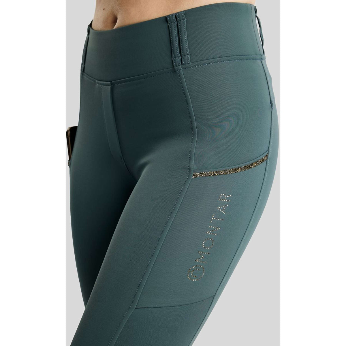 Montar Leggings d'équitation Thermo MoVeronica Golden Quartz Full Grip Dark Slate
