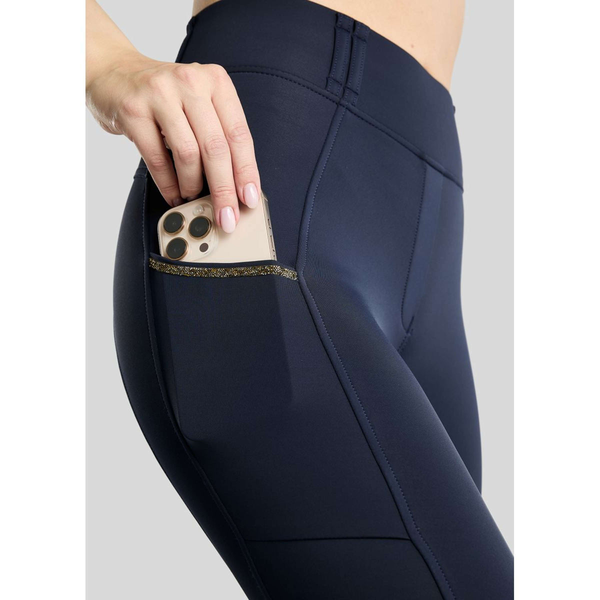 Montar Leggings d'équitation Thermo MoVeronica Golden Quartz Full Grip Marine