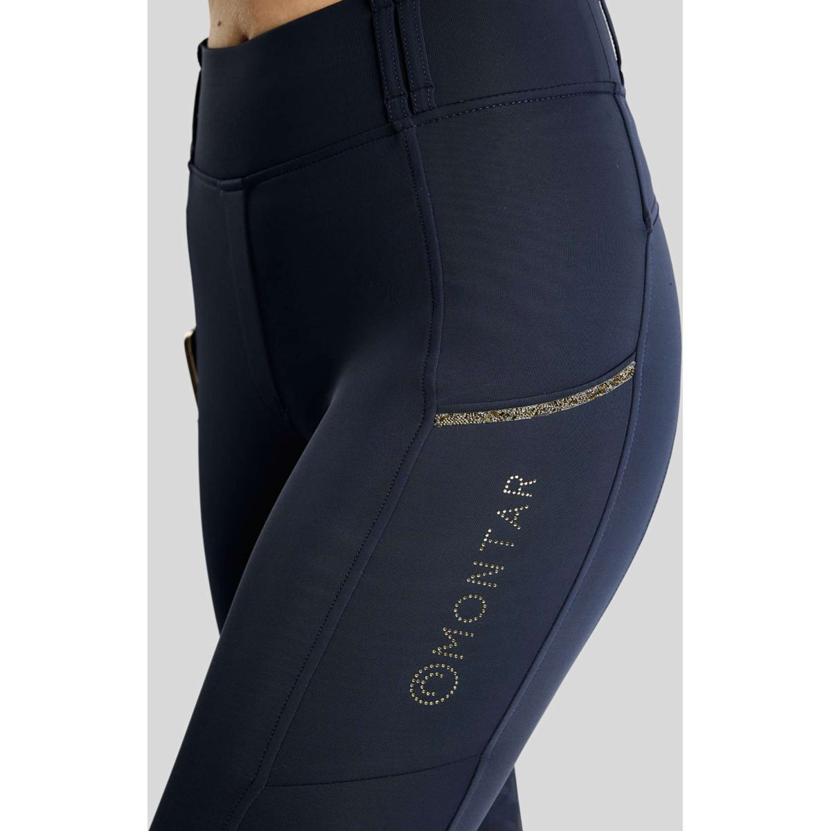 Montar Leggings d'équitation Thermo MoVeronica Golden Quartz Full Grip Marine