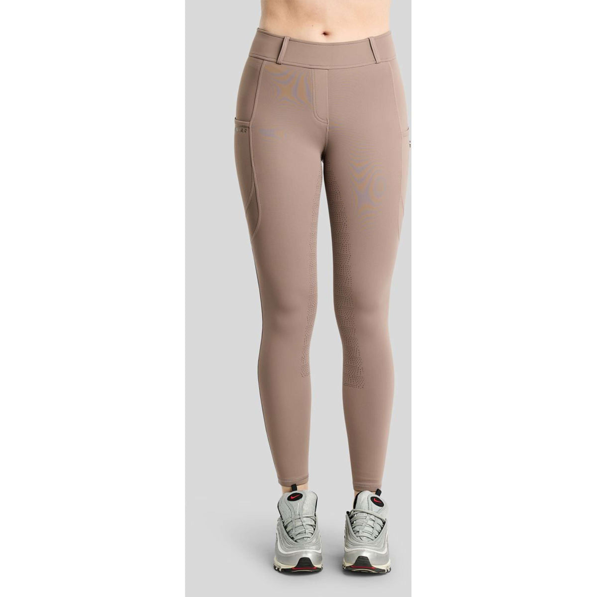 Montar Leggings d'équitation Thermo MoAddie Hybrid Gun Metal Logo Full Grip Nougat Brown