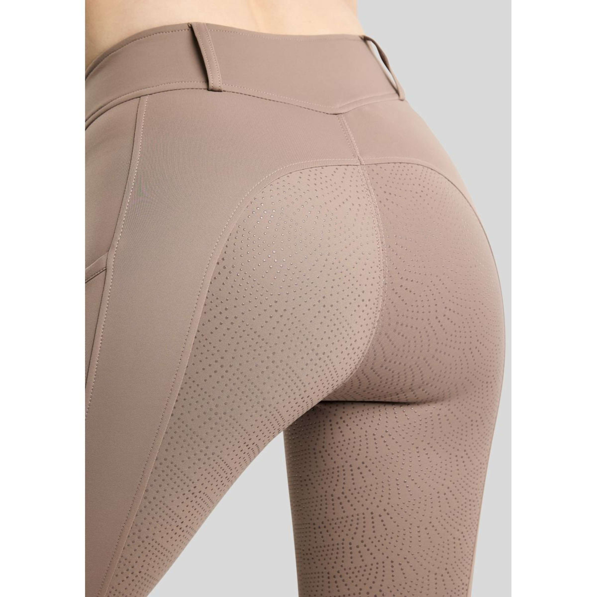 Montar Leggings d'équitation Thermo MoAddie Hybrid Gun Metal Logo Full Grip Nougat Brown