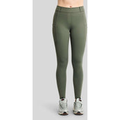 Montar Leggings d'équitation Thermo MoAddie Hybrid Gun Metal Logo Full Grip Forest Green