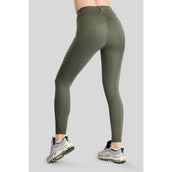 Montar Legging d'Équitation MoWilma Hybrid Pintucks Golden Quartz Crystals Full Grip Forest Green
