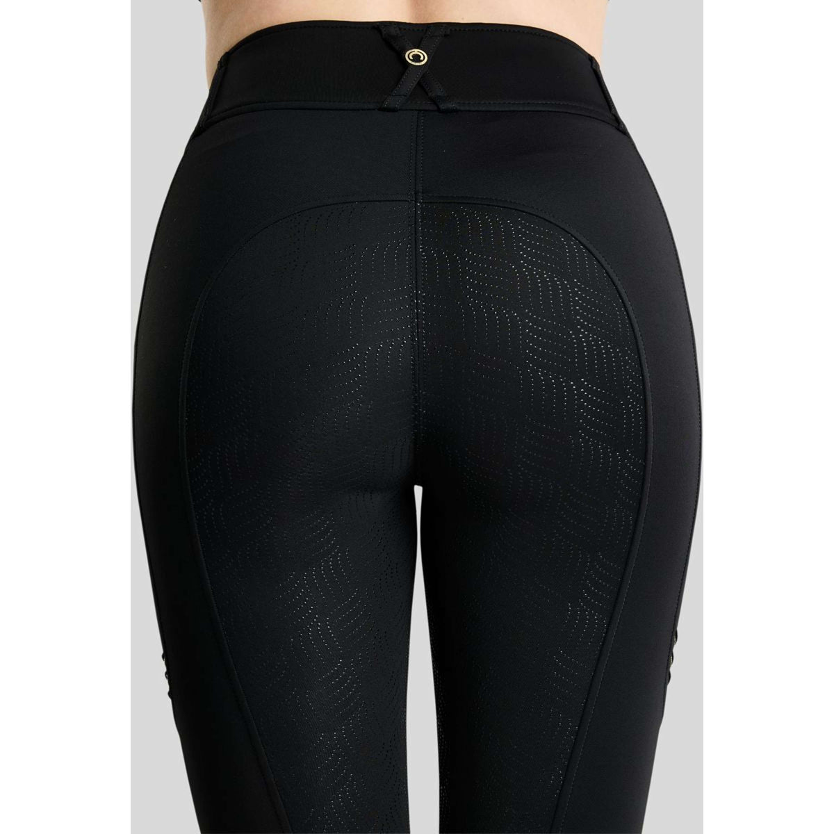 Montar Legging d'Équitation MoWilma Hybrid Pintucks Golden Quartz Crystals Full Grip Noir