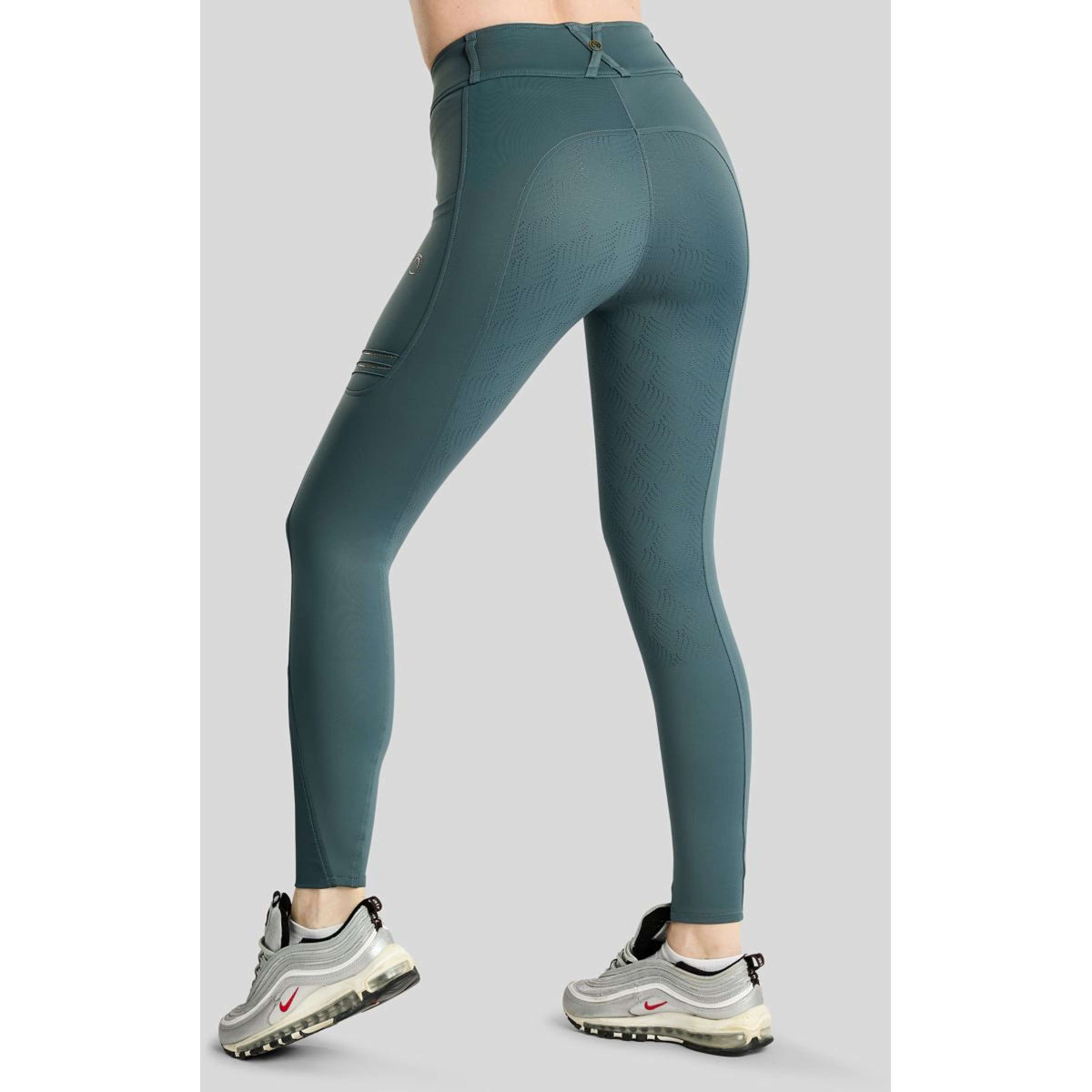 Montar Legging d'Équitation MoWilma Hybrid Pintucks Golden Quartz Crystals Full Grip Dark Slate