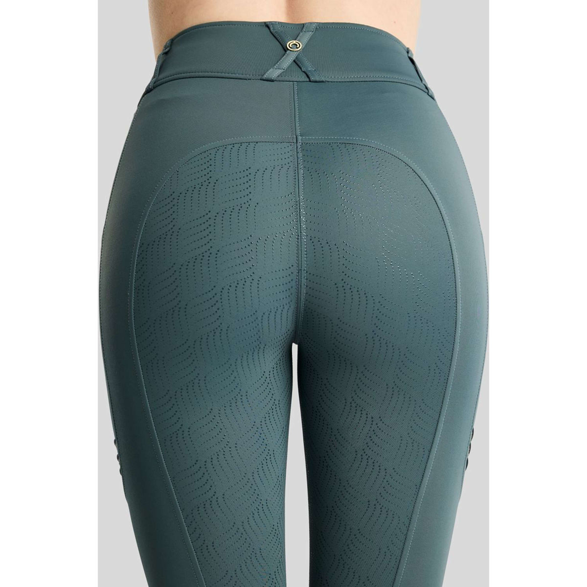 Montar Legging d'Équitation MoWilma Hybrid Pintucks Golden Quartz Crystals Full Grip Dark Slate