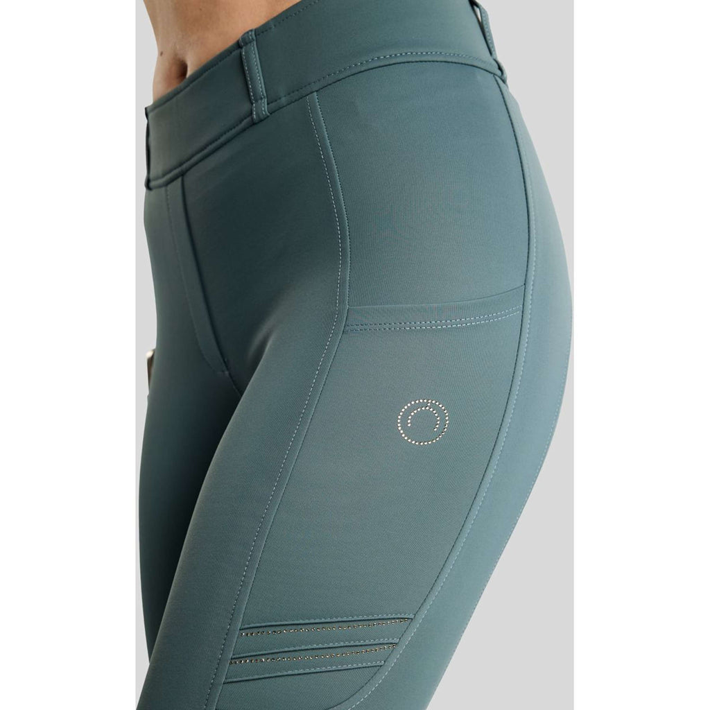 Montar Legging d'Équitation MoWilma Hybrid Pintucks Golden Quartz Crystals Full Grip Dark Slate