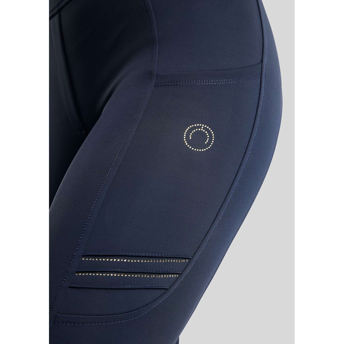 Montar Legging d'Équitation MoWilma Hybrid Pintucks Golden Quartz Crystals Full Grip Marine