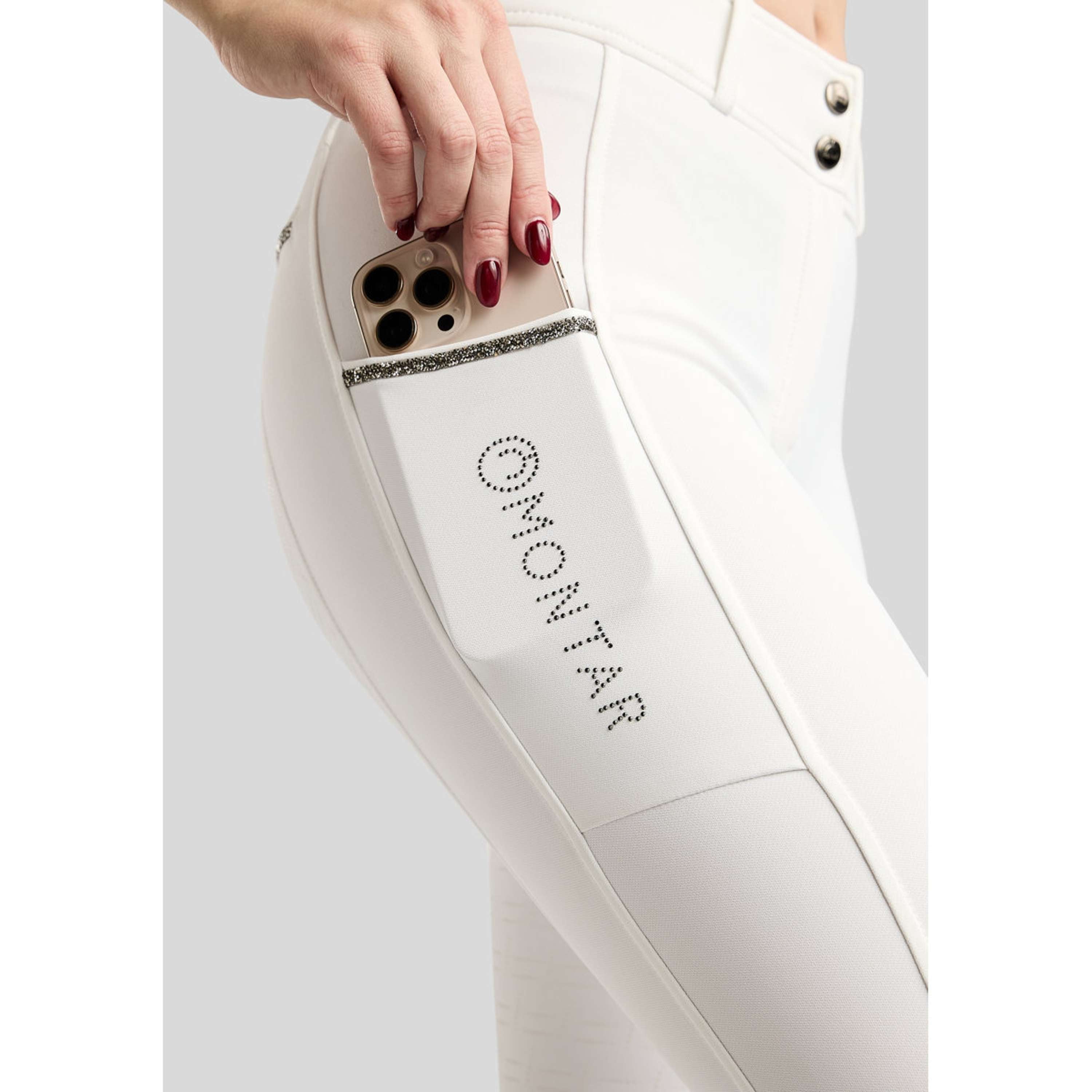 Montar Pantalon d'Équitation MoMaisy Full Grip Blanc