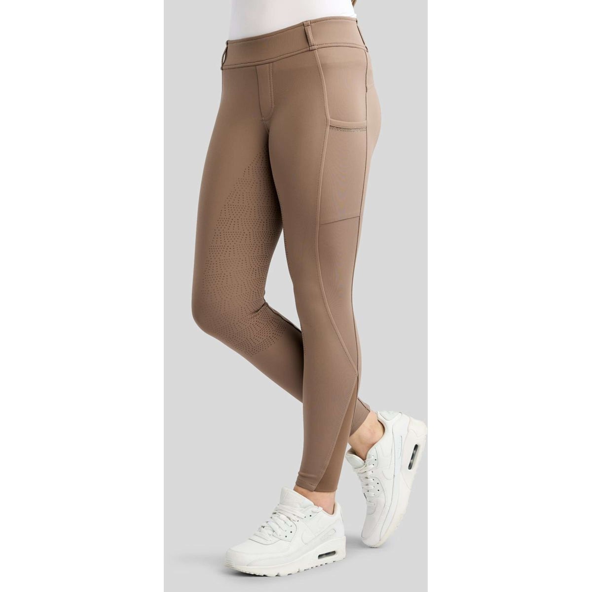 Montar Legging d'Équitation MoWilma Hybrid Pintucks Golden Quartz Crystals Full Grip Nougat Brown