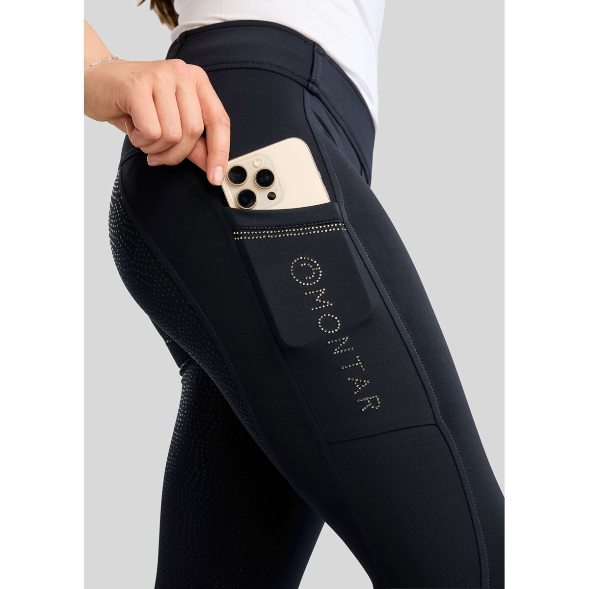 Montar Legging d'Équitation MoEverline Hybrid Golden Quartz Crystals Kids Full Grip Marine