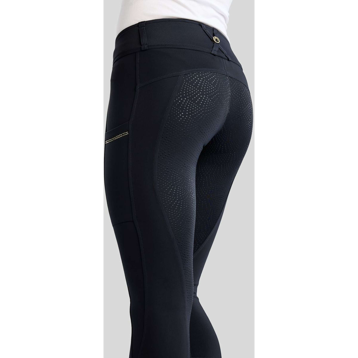 Montar Legging d'Équitation MoEverline Hybrid Golden Quartz Crystals Kids Full Grip Marine