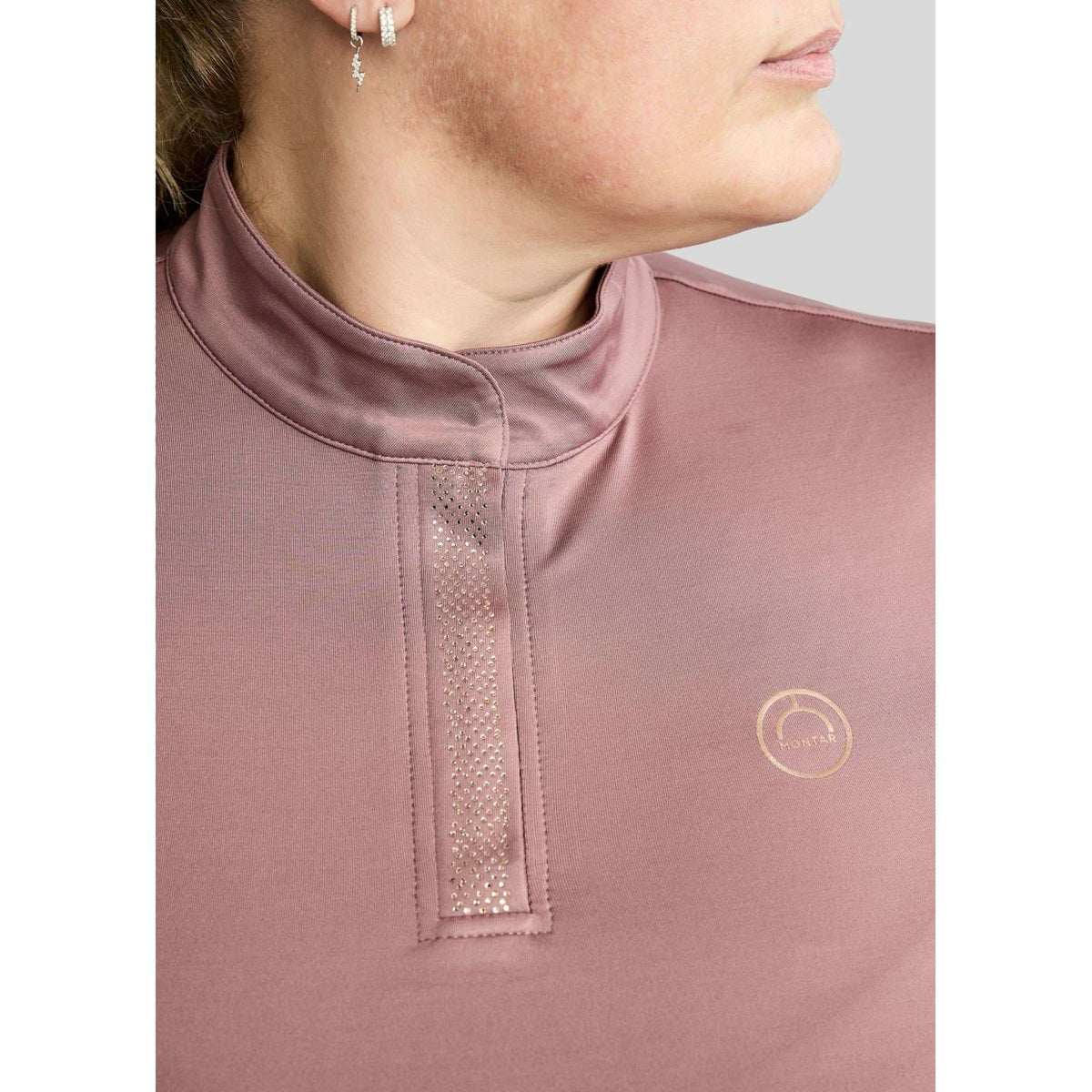 Montar Chemise Briella Rosegold Crystals Curve Longues Manches Dusty Rose