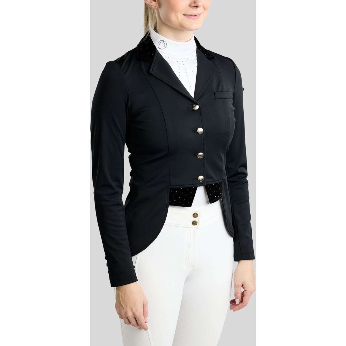 Montar Veste de Concours MoValerie Short Velvet Details Golden Quartz Crystals Noir