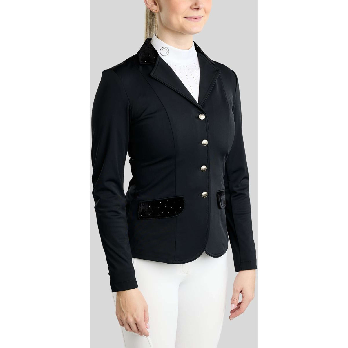 Montar Veste de Concours MoValerie Velvet Details Golden Quartz Crystals Noir