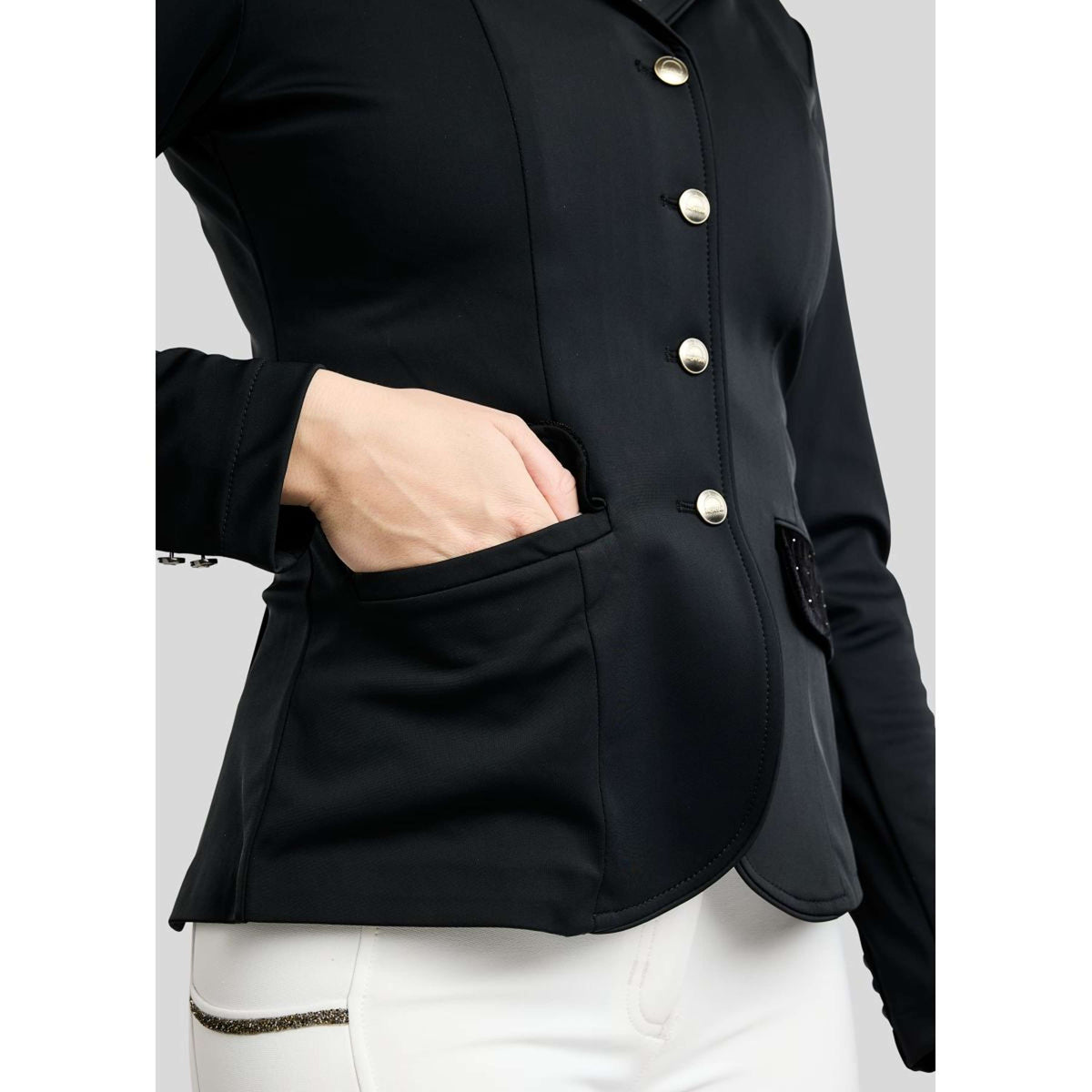 Montar Veste de Concours MoValerie Velvet Details Golden Quartz Crystals Noir