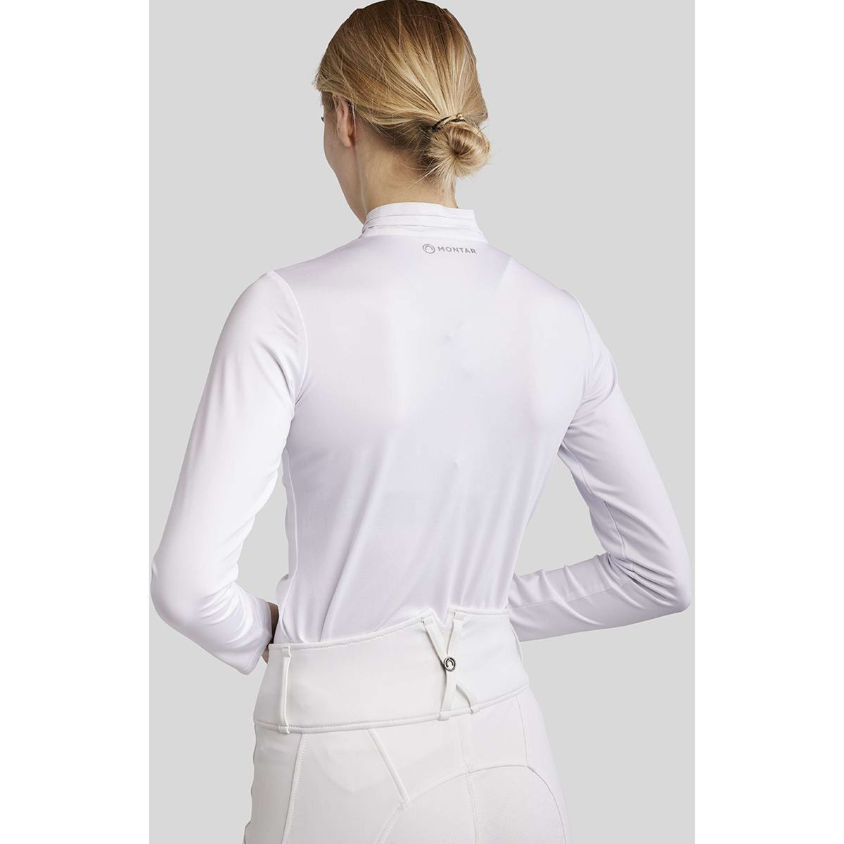 Montar T-shirt de Concours MoRosie Pintucks Longues Manches Blanc