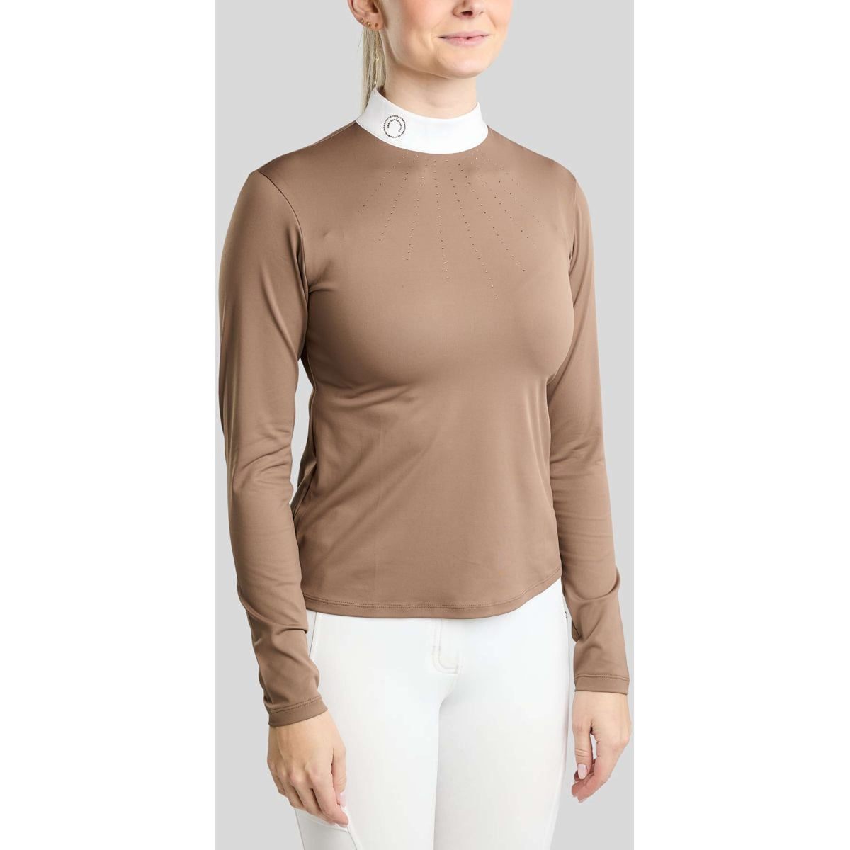 Montar T-shirt de Concours MoEve Golden Quartz Crystals Longues Manches Nougat Brown