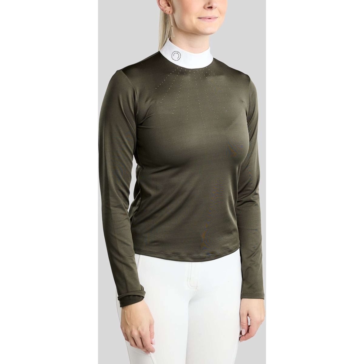 Montar T-shirt de Concours MoEve Golden Quartz Crystals Longues Manches Forest Green