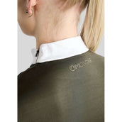 Montar T-shirt de Concours MoEve Golden Quartz Crystals Longues Manches Forest Green