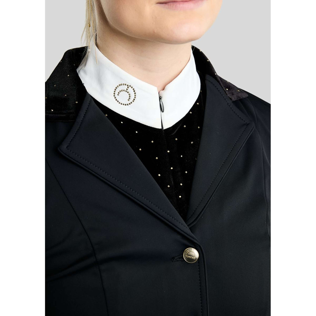 Montar T-shirt de Concours MoValerie Velvet Golden Quartz Crystals Longues Manches Noir