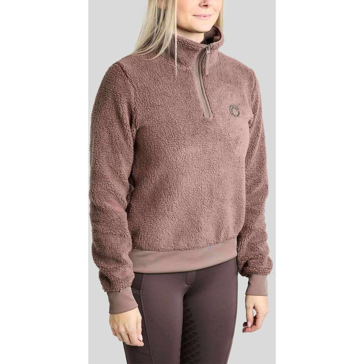 Montar Pull MoEbba Q-Zip Teddy Pile Golden Quartz Nougat Brown