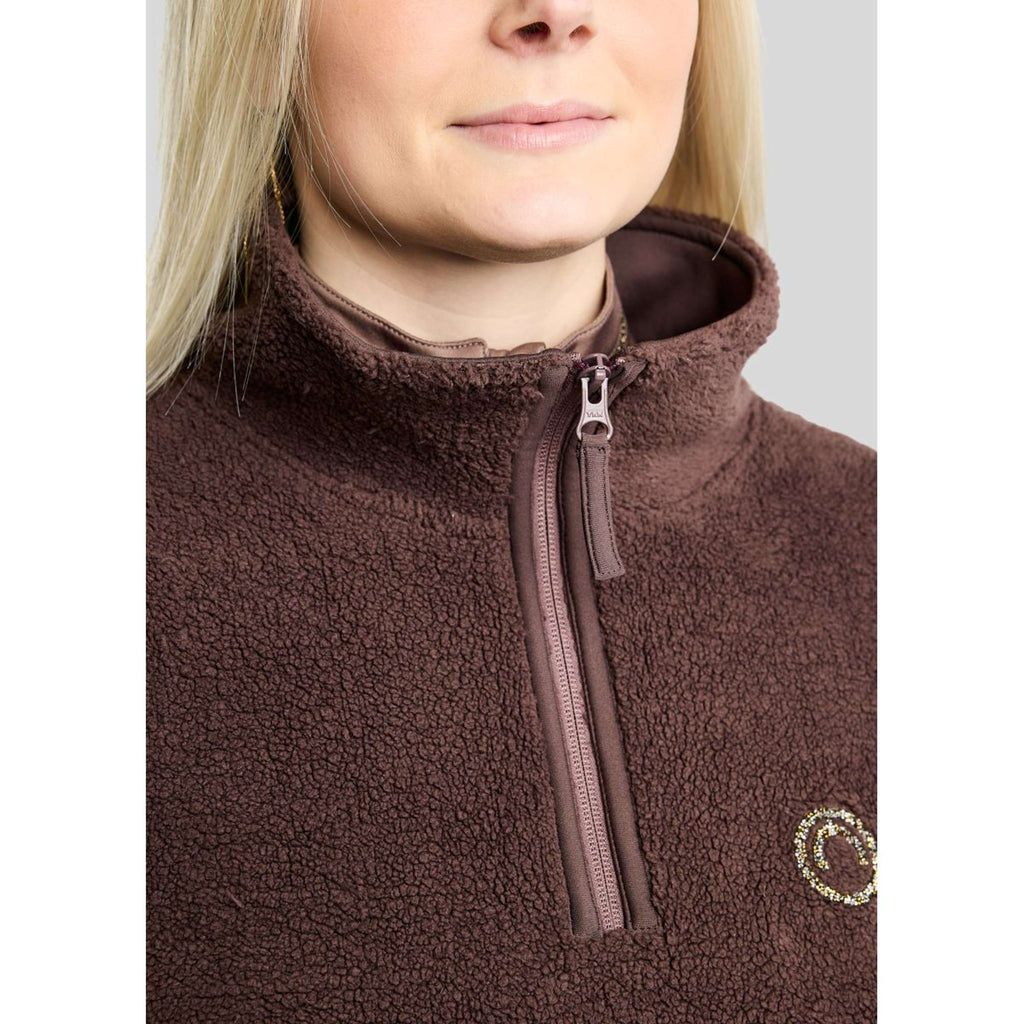 Montar Pull MoEbba Q-Zip Teddy Pile Golden Quartz Black Peony