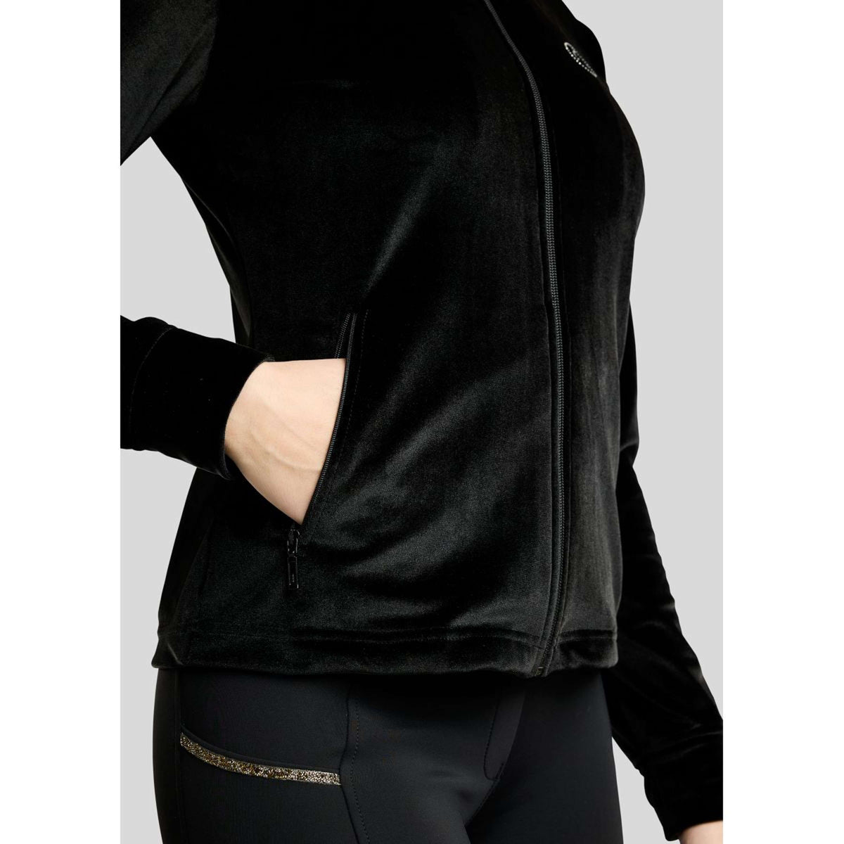 Montar Veste MoValerie Velvet Golden Quartz Crystals Noir