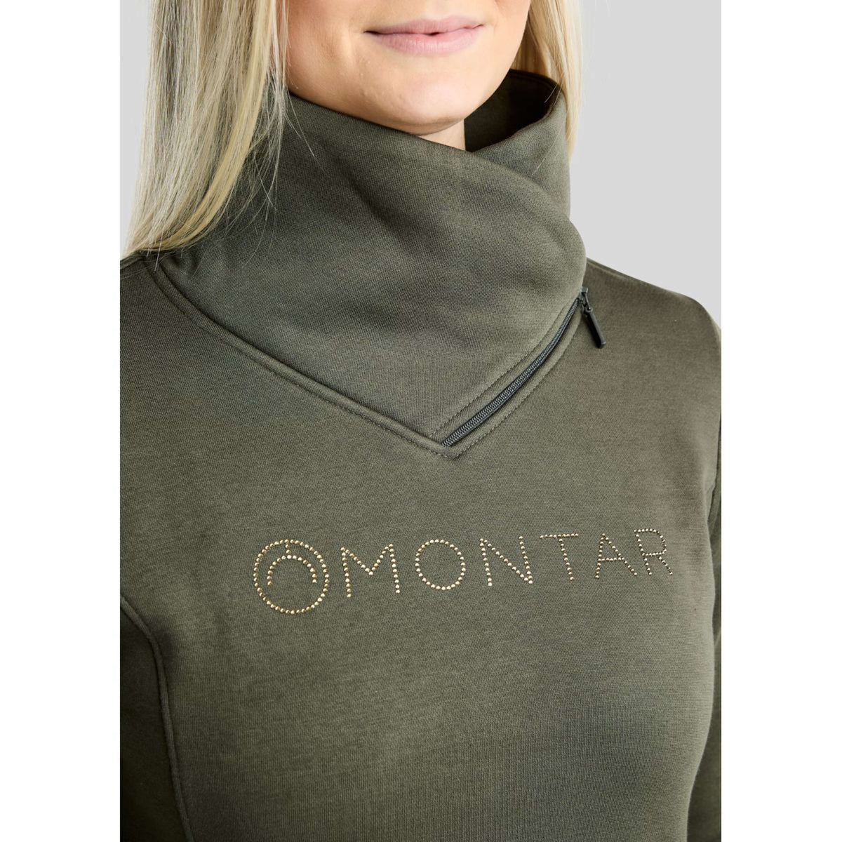 Montar Pull-over MoNaja High Collar Golden Quartz Crystals Forest Green