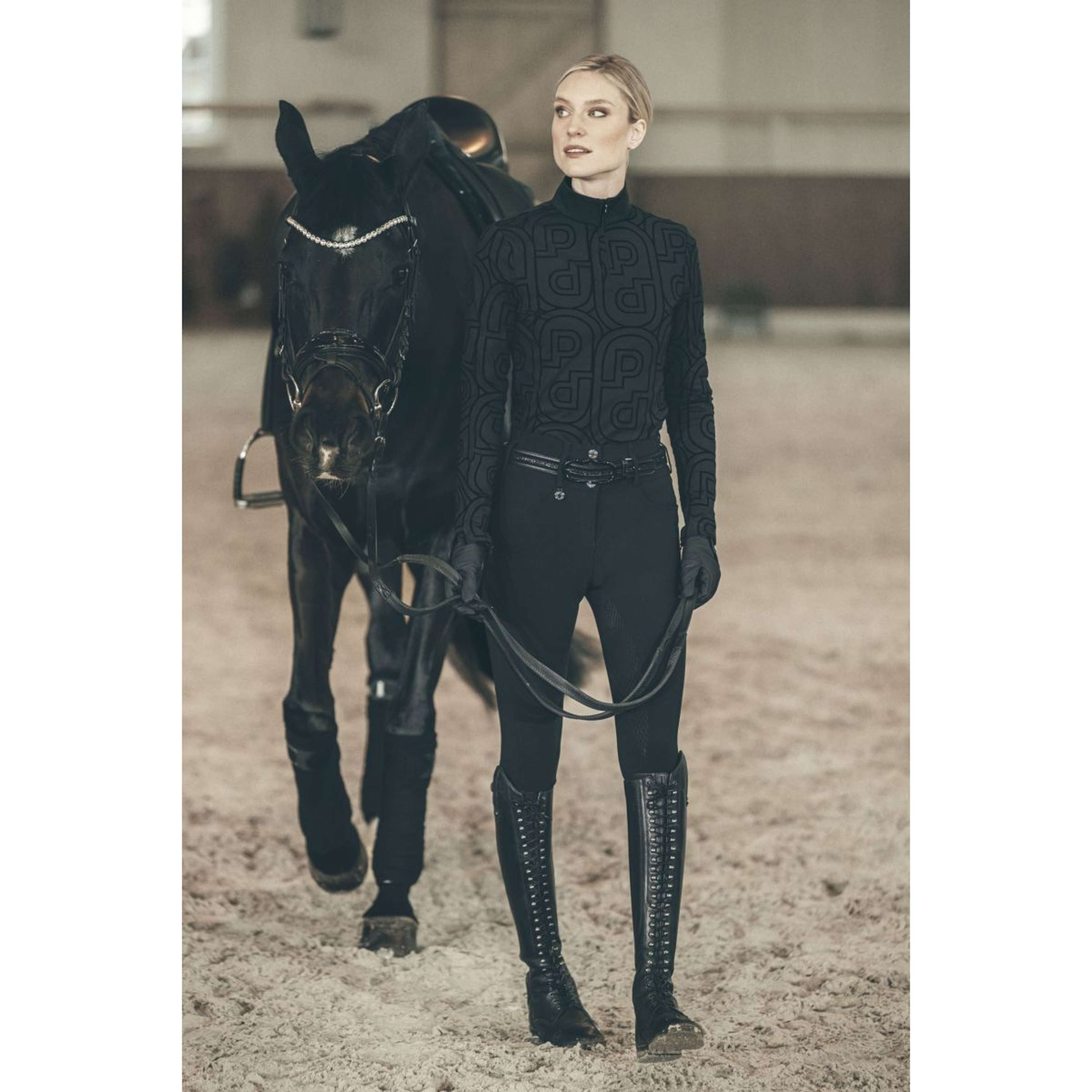 Pikeur Chemise Zip Print Selection AW26 Longues Manches Noir
