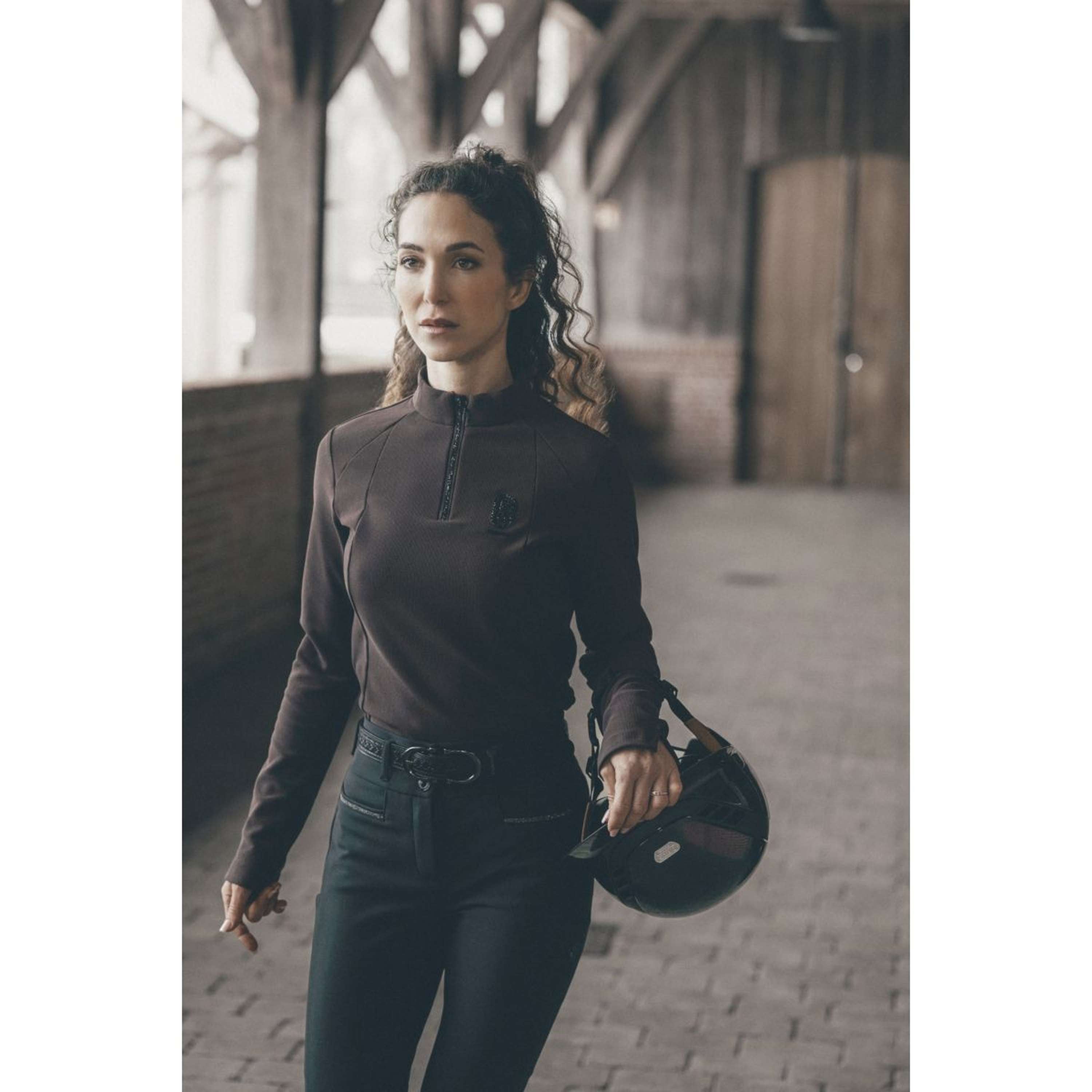 Pikeur Chemise Zip Rip Selection AW26 Longues Manches Marron chocolat