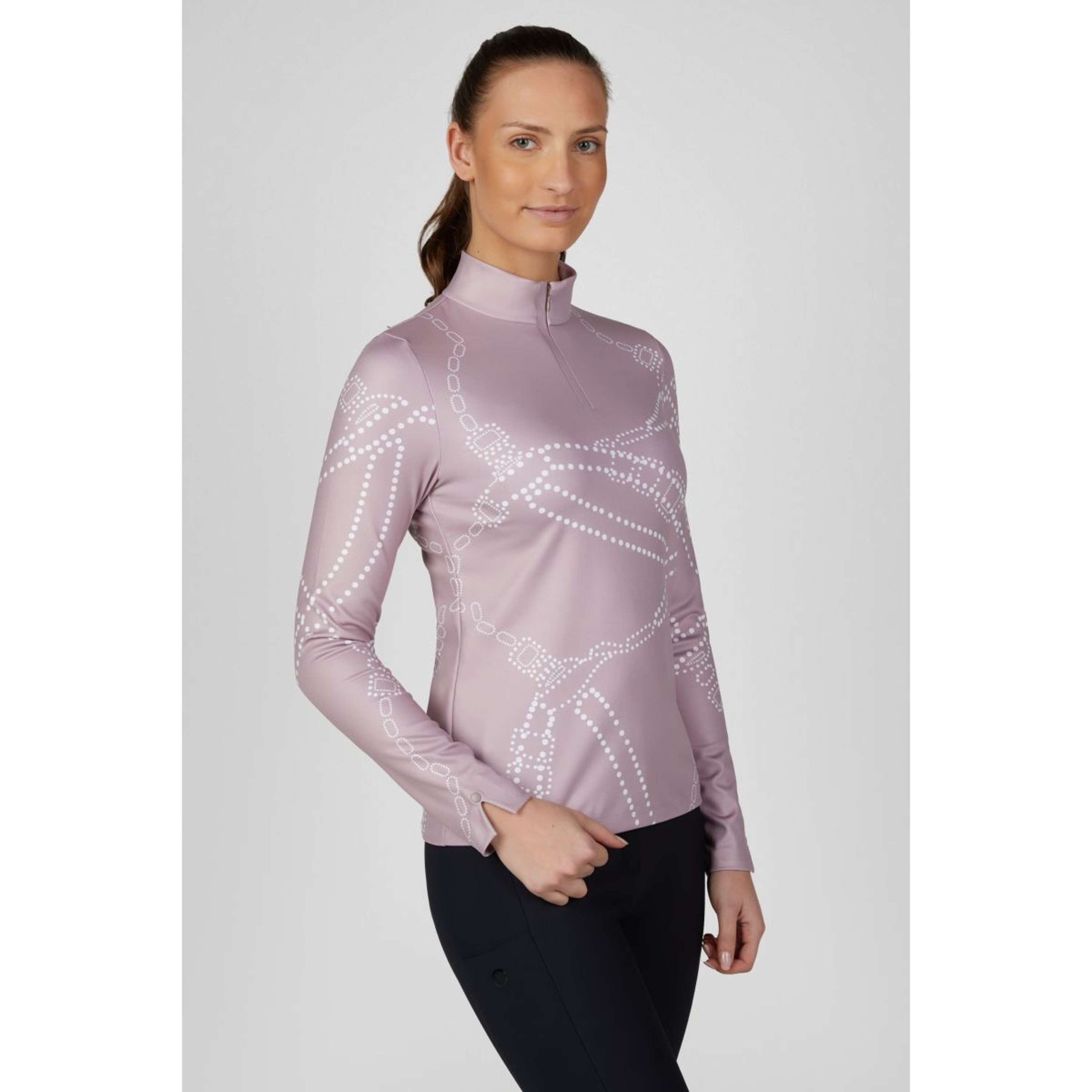 Pikeur Chemise Zip Print Selection AW26 Longues Manches Ash Mauve Pikeur Chemise Zip Print Selection AW26 Longues Manches Ash Mauve