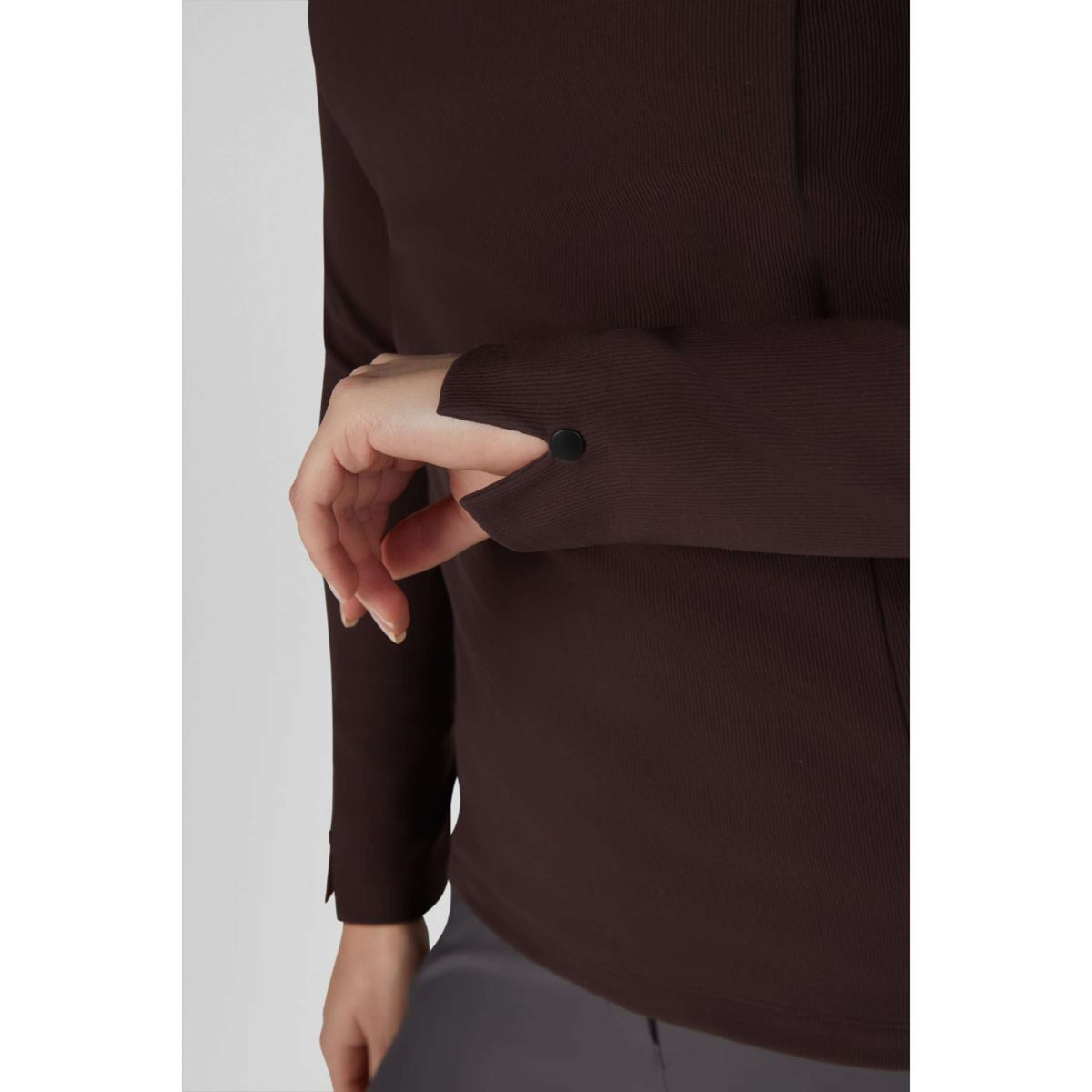 Pikeur Chemise Zip Rip Selection AW26 Longues Manches Marron chocolat