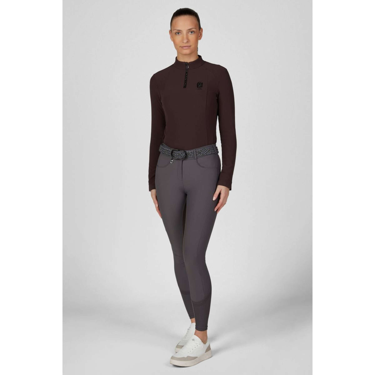 Pikeur Chemise Zip Rip Selection AW26 Longues Manches Marron chocolat
