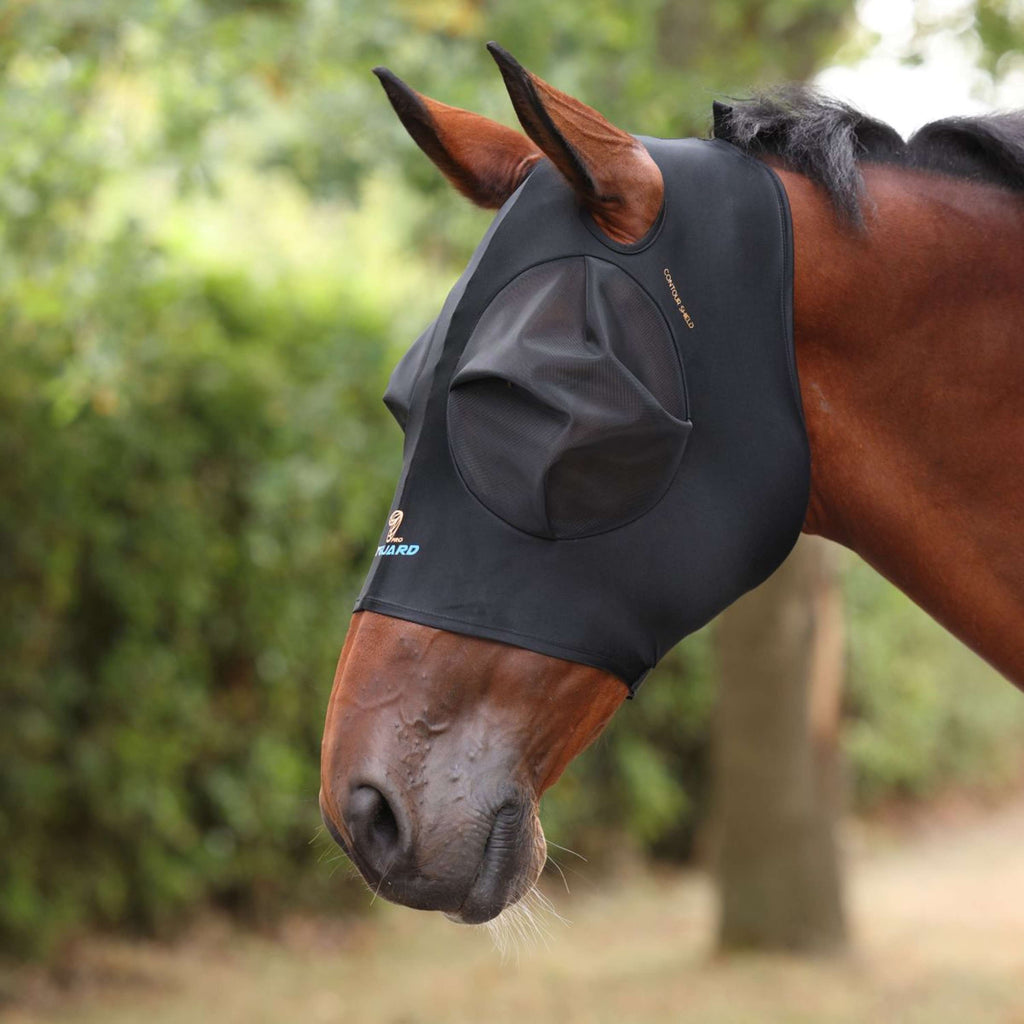 FlyGuard by Shires Masque Anti-Mouches Pro Stretch avec Découpe D'oreille Jet