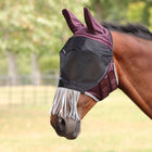 FlyGuard by Shires Masque Anti-Mouches Pro Deluxe avec Oreilles et Franges Black Cherry