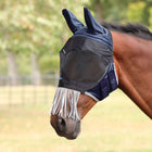 FlyGuard by Shires Masque Anti-Mouches Pro Deluxe avec Oreilles et Franges Marin