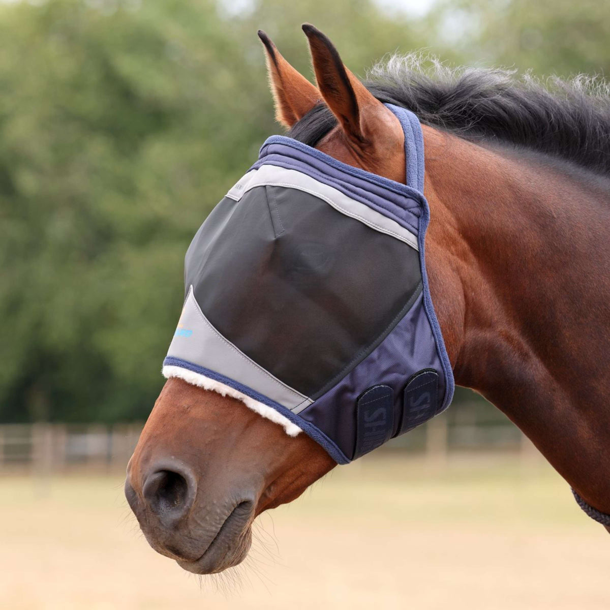 FlyGuard by Shires Masque Anti-Mouches Pro Fine Mesh sans Oreilles Marin