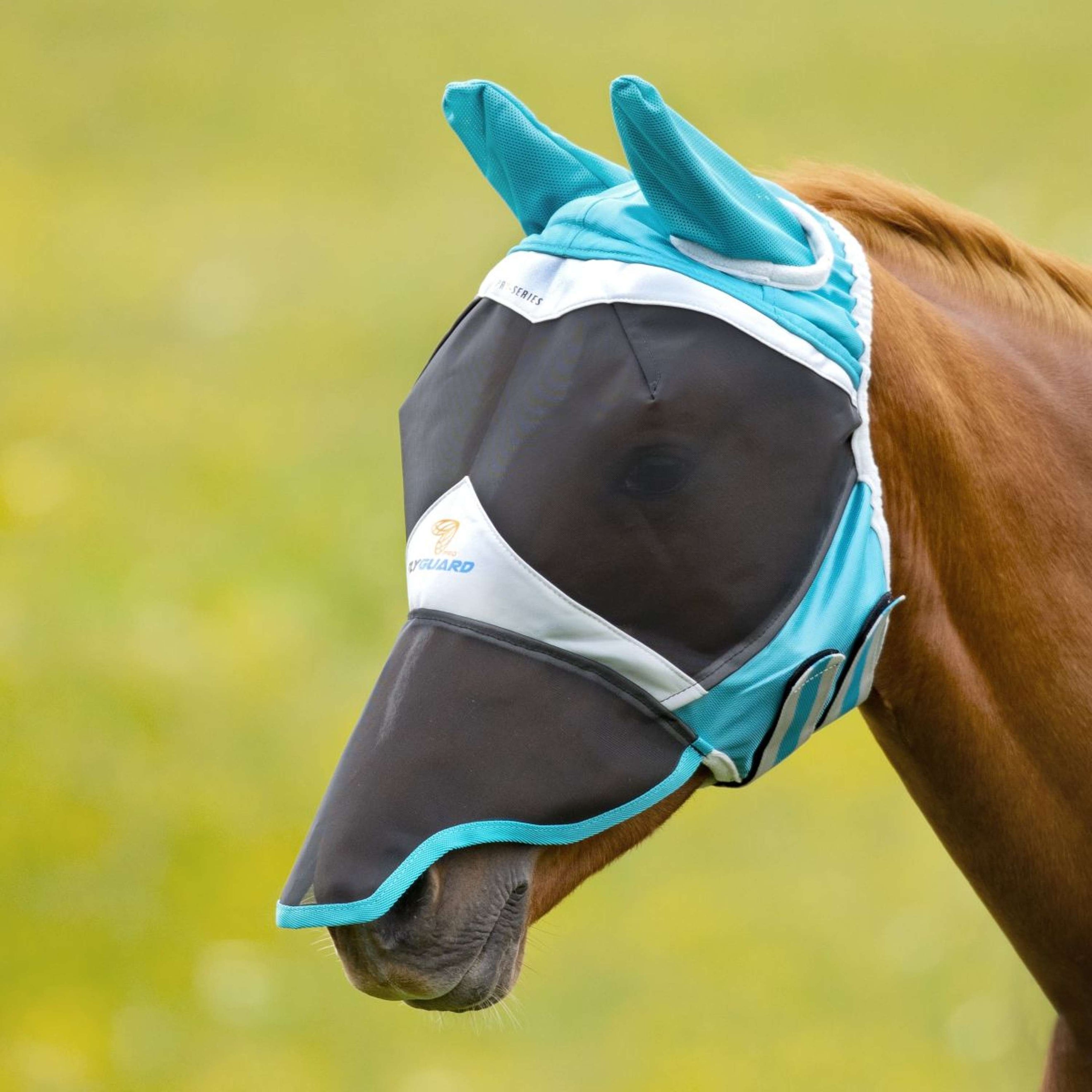 Shires Masque Anti-Mouches avec Oreilles et Nez Fine Mesh Teal Shires Masque Anti-Mouches avec Oreilles et Nez Fine Mesh Teal