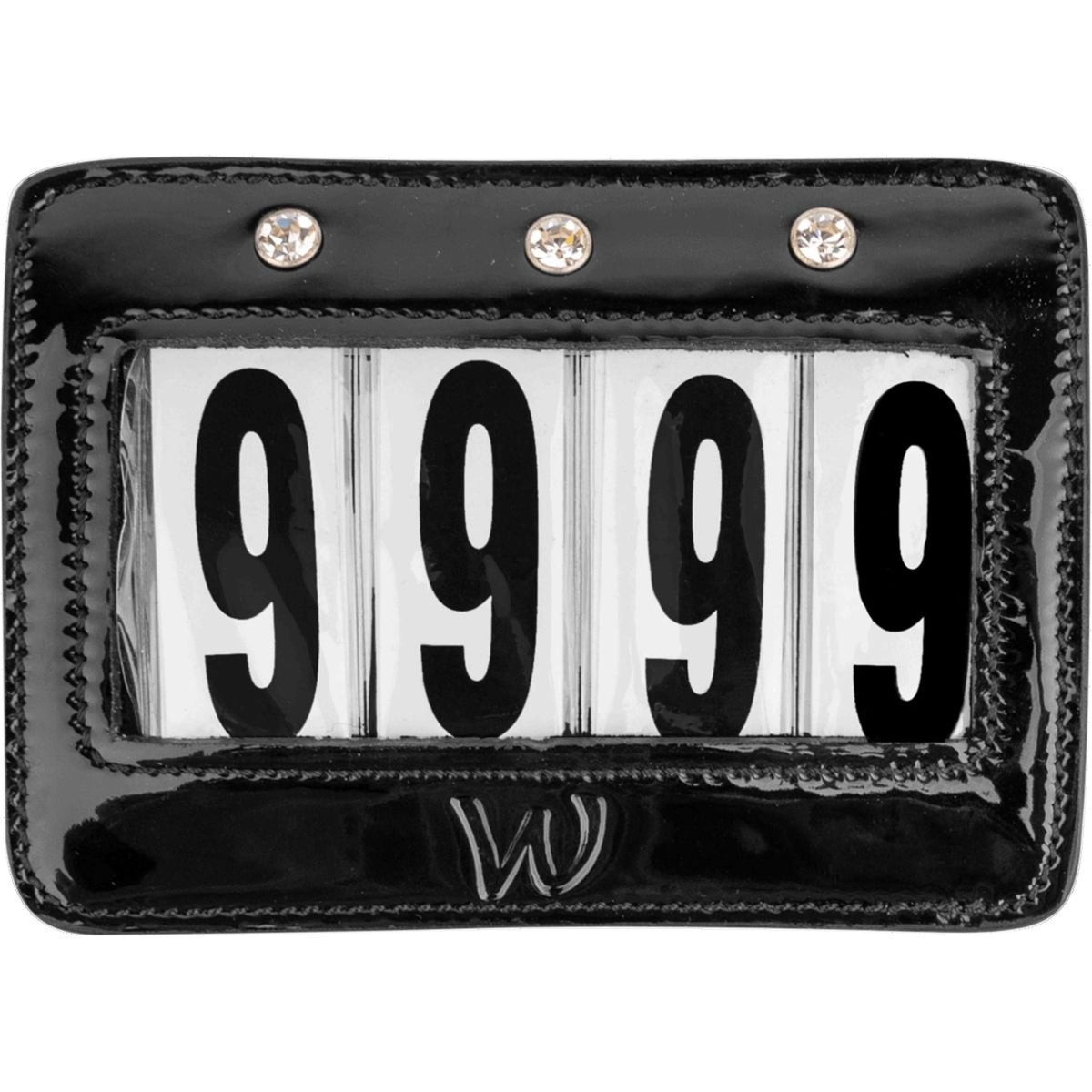 Waldhausen Porte-numéro en Cuir Vernis Rectangulaire Noir