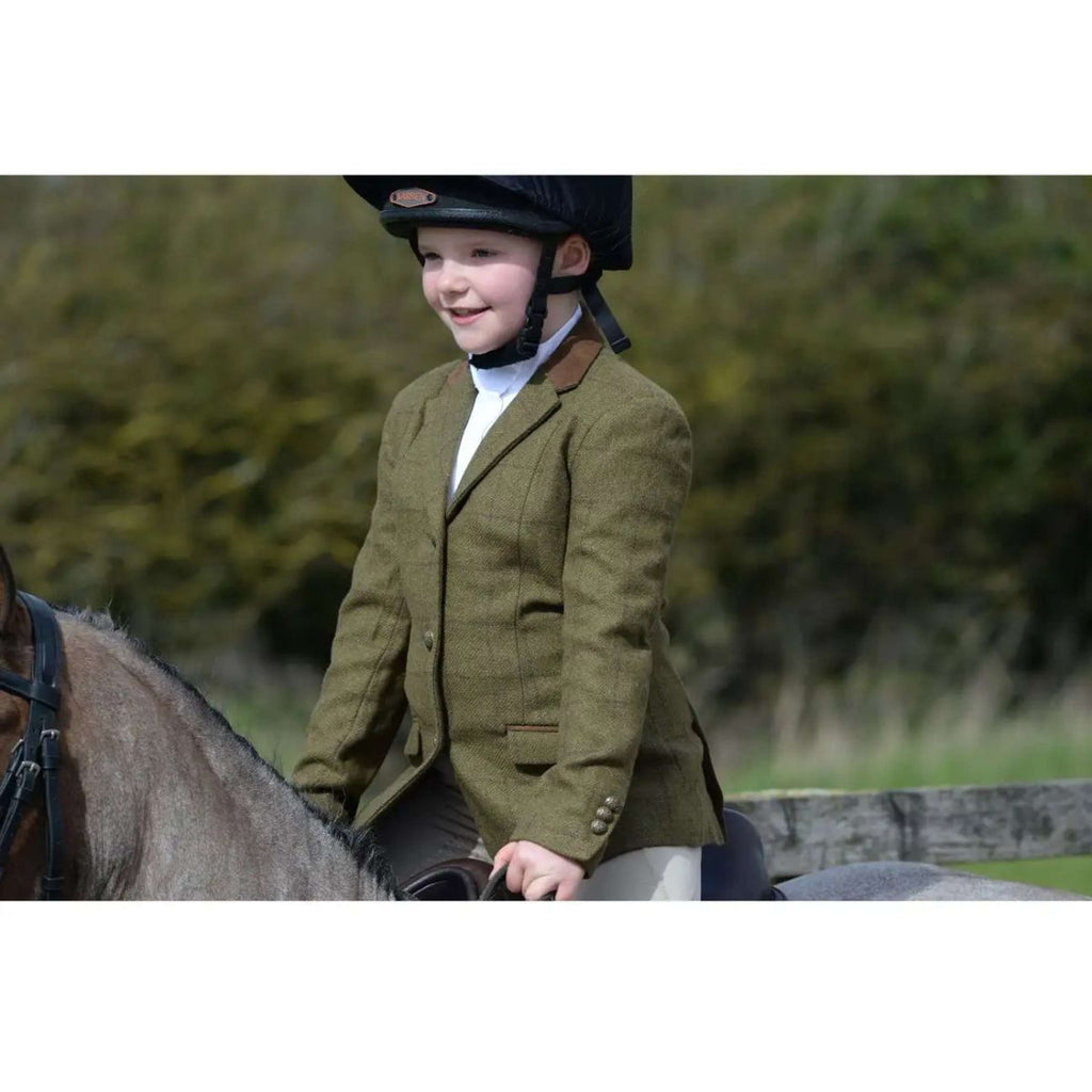 Dublin Petite Veste de Concours Albany Tweed Suede Collar Tailored Kids Marron Vert