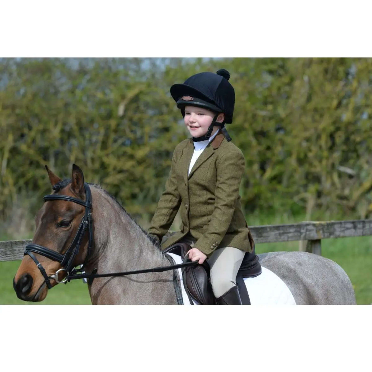 Dublin Petite Veste de Concours Albany Tweed Suede Collar Tailored Kids Marron Vert