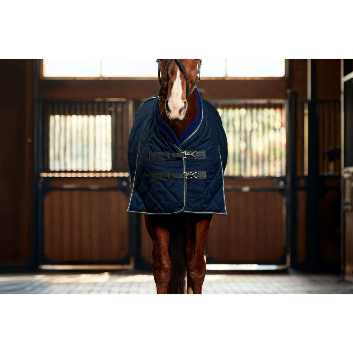 WeatherBeeta Couverture d'Écurie ComFiTec 100D Diamond Quilt Detach-A-Neck 220g Navy/Charcoal
