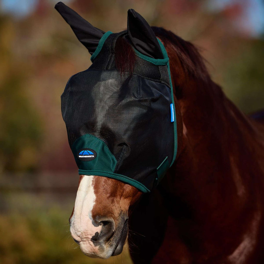 WeatherBeeta Masque Anti-Mouches ComFiTec Durable avec Oreilles Black/Forest Green