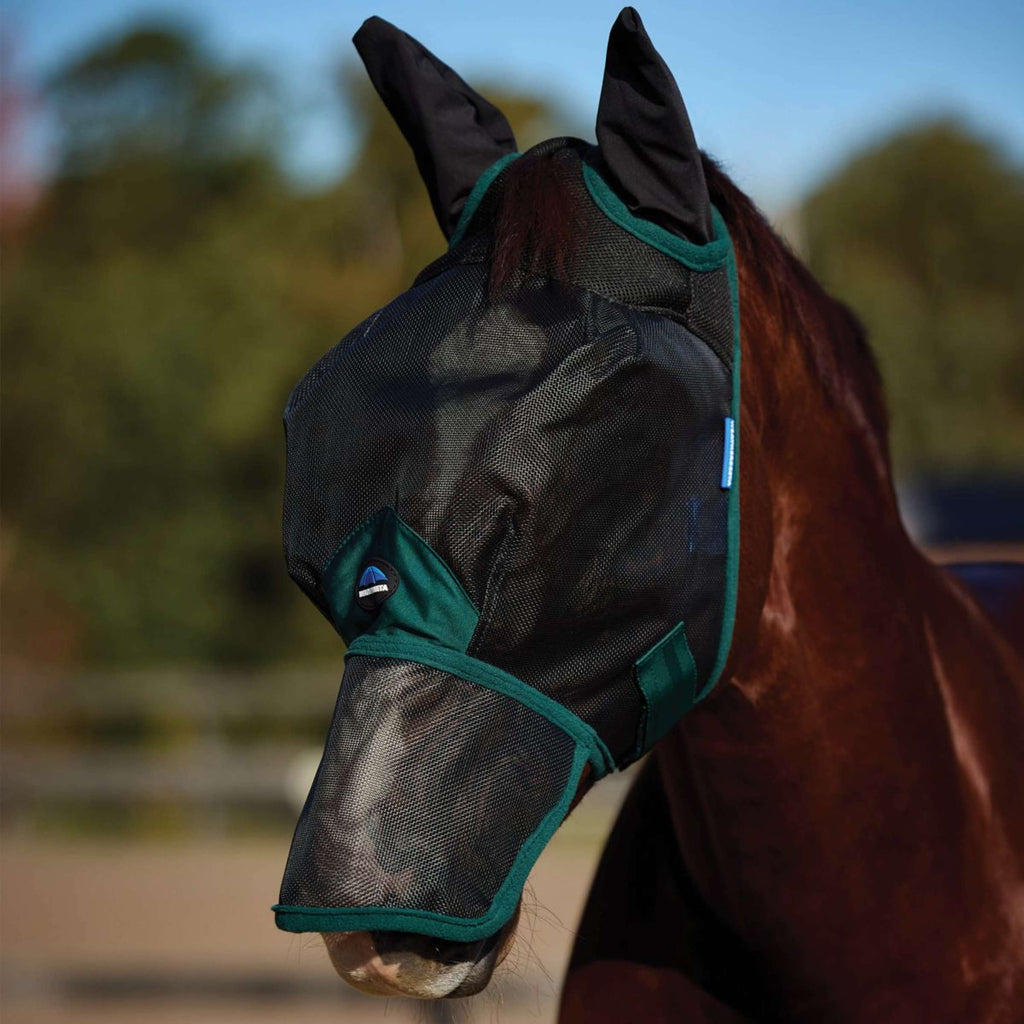 WeatherBeeta Masque Anti-Mouches ComFiTec Durable avec Oreilles et Nez Black/Forest Green